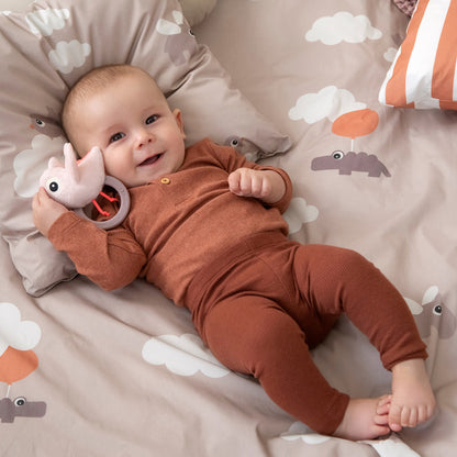 Sensory rattle w/teether - Birdee - Blue