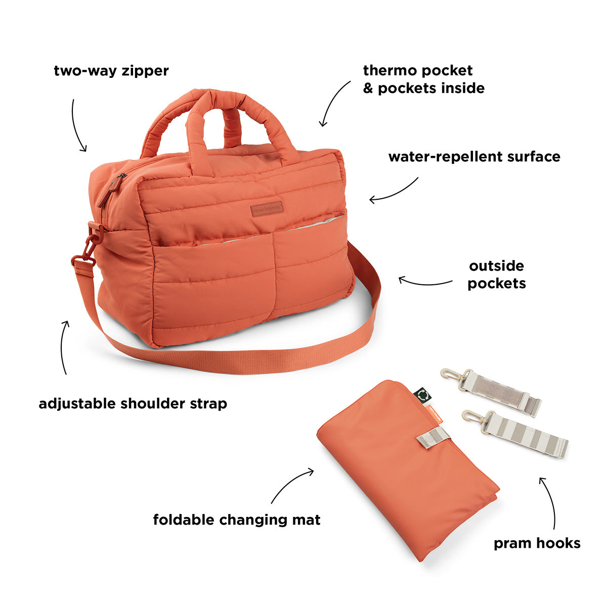 Quilted Changing Bag Papaya