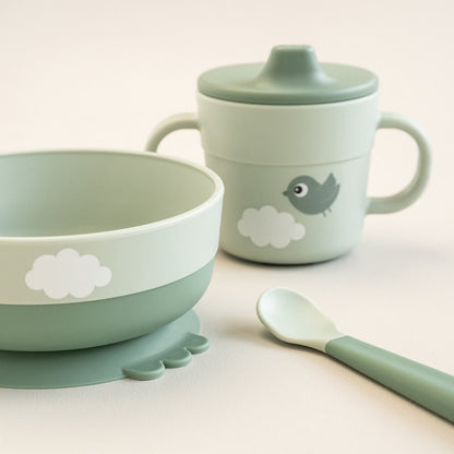 Foodie first meal set w/suction - Happy clouds - Green