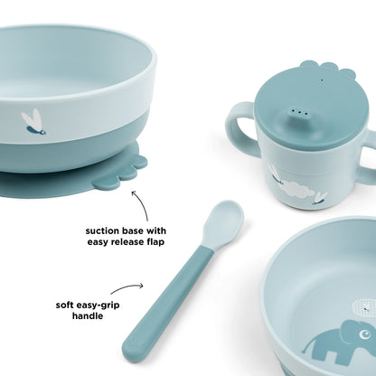 Foodie first meal set suction Elphee Blue