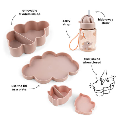 Lunch & snack box w/straw bottle Playground Powder