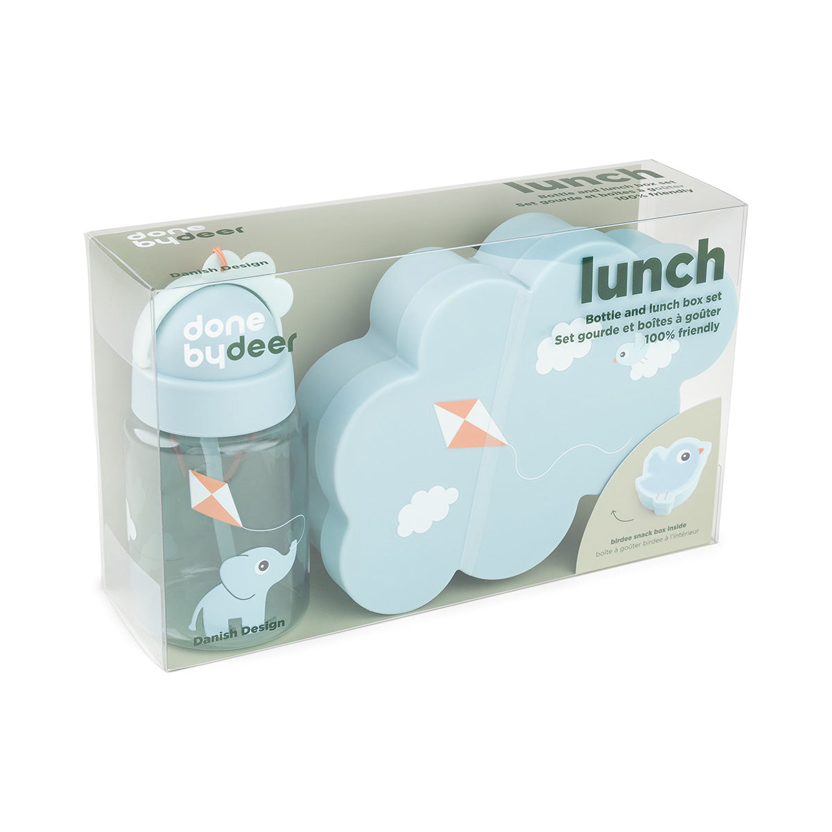 Lunch & snack box w/straw bottle Playground Blue