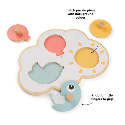 First peg puzzle - Happy clouds - Colour mix
