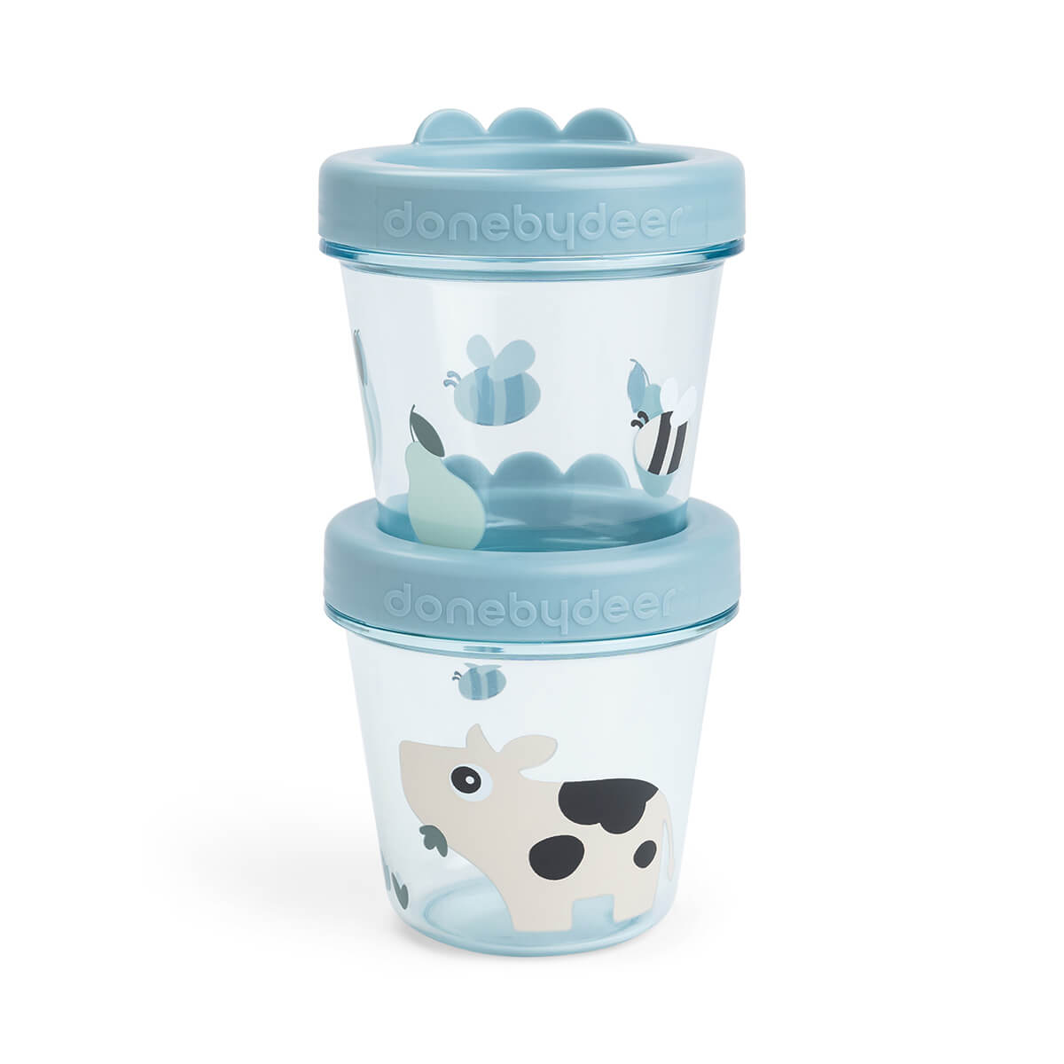 Baby food container 2-pack Tiny farm Blue