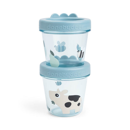Baby food container 2-pack Tiny farm Blue