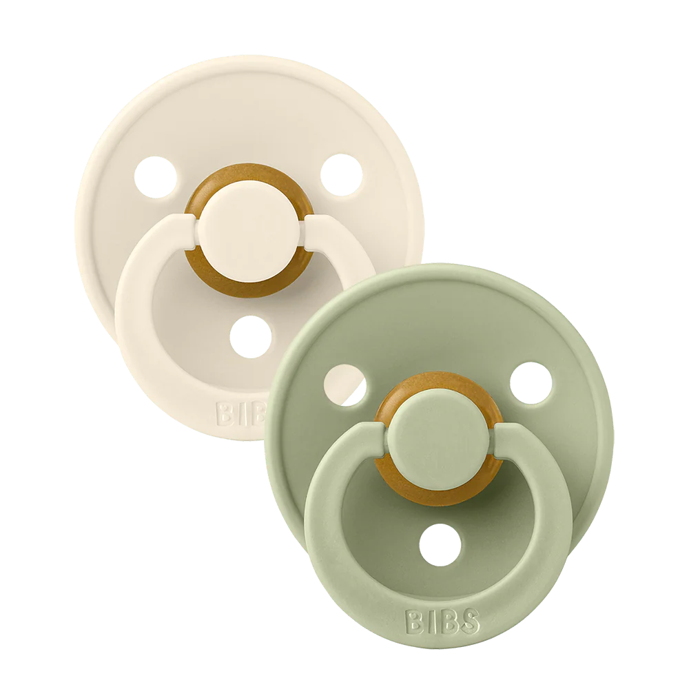 Bibs Colour 2 PACK Latex Size 1 Anatomical Ivory Sage