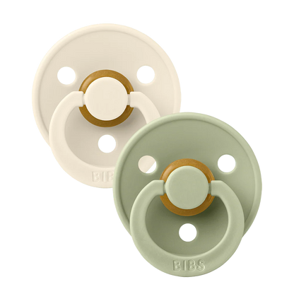 Bibs Colour 2 PACK Latex Size 1 Anatomical Ivory Sage