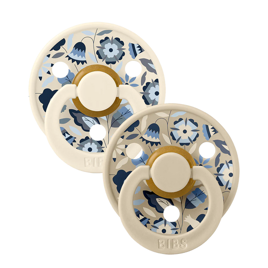 BIBS Round Nipple Pacifier X Liberty 2 Pack Colour Bobo Latex Size 1 Ivory Mix