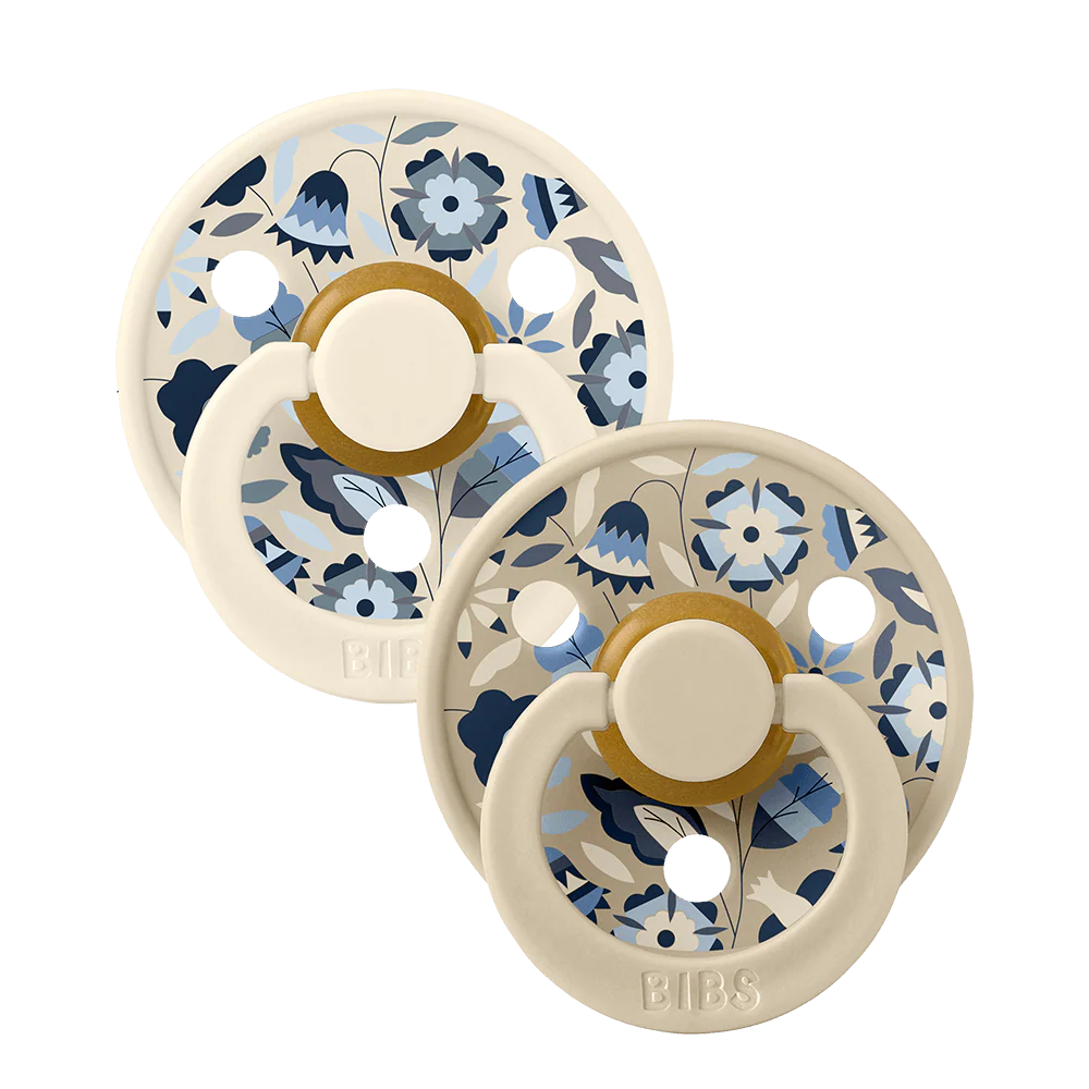 BIBS Round Nipple Pacifier X Liberty 2 Pack Colour Bobo Latex Size 2 Ivory Mix