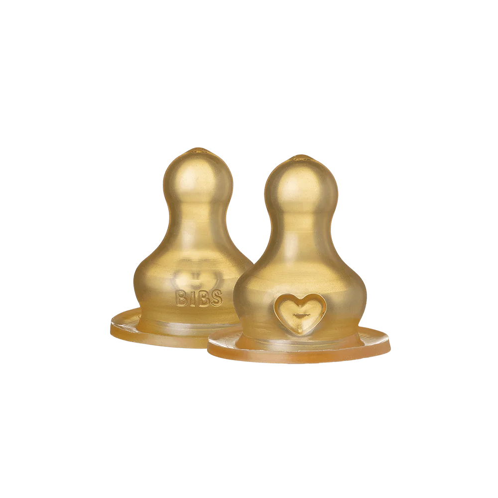 BIBS Baby Bottle Nipple Round Latex 2 Pack Medium Flow