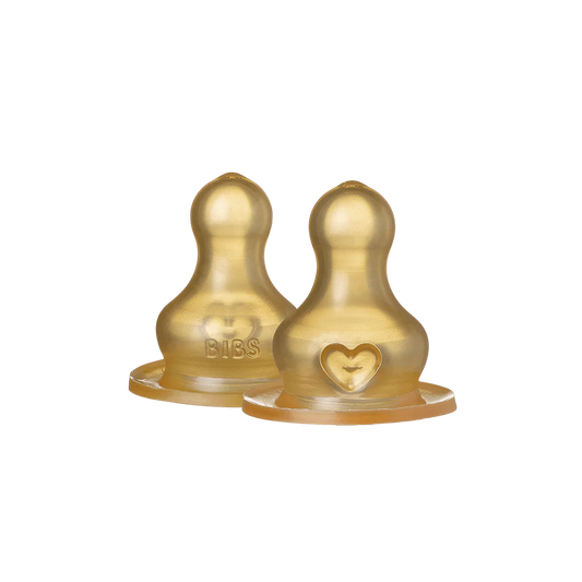 BIBS Baby Bottle Nipple Round Latex 2 Pack Slow Flow