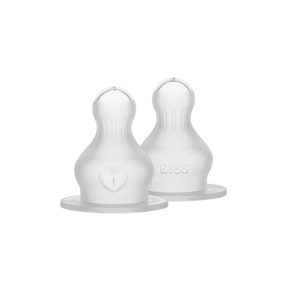 BIBS Baby Bottle Nipple Round Silicone 2 Pack Medium Flow