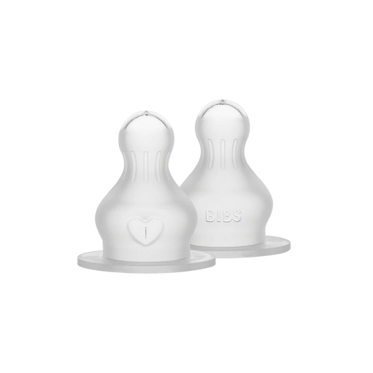 BIBS Baby Bottle Nipple Round Silicone 2 Pack Medium Flow