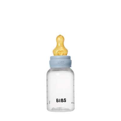 BIBS Baby Bottle Round Nipple Latex 1 Pack 150 Ml Slow Flow Baby Blue