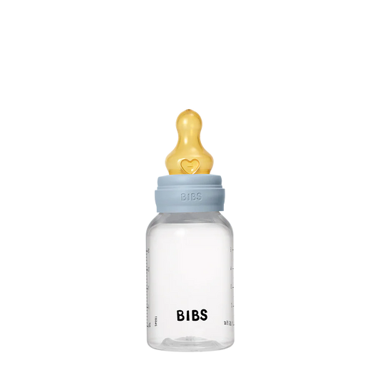BIBS Baby Bottle Round Nipple Latex 1 Pack 150 Ml Slow Flow Baby Blue