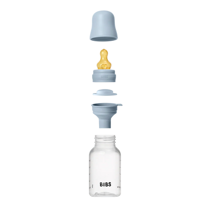 BIBS Baby Bottle Round Nipple Latex 1 Pack 150 Ml Slow Flow Baby Blue