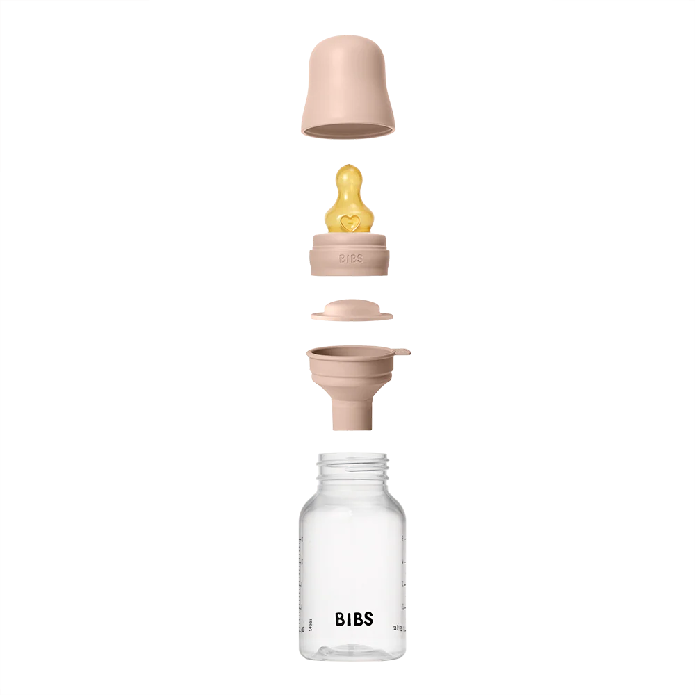BIBS Baby Bottle Round Nipple Latex 1 Pack 150 Ml Slow Flow Blush