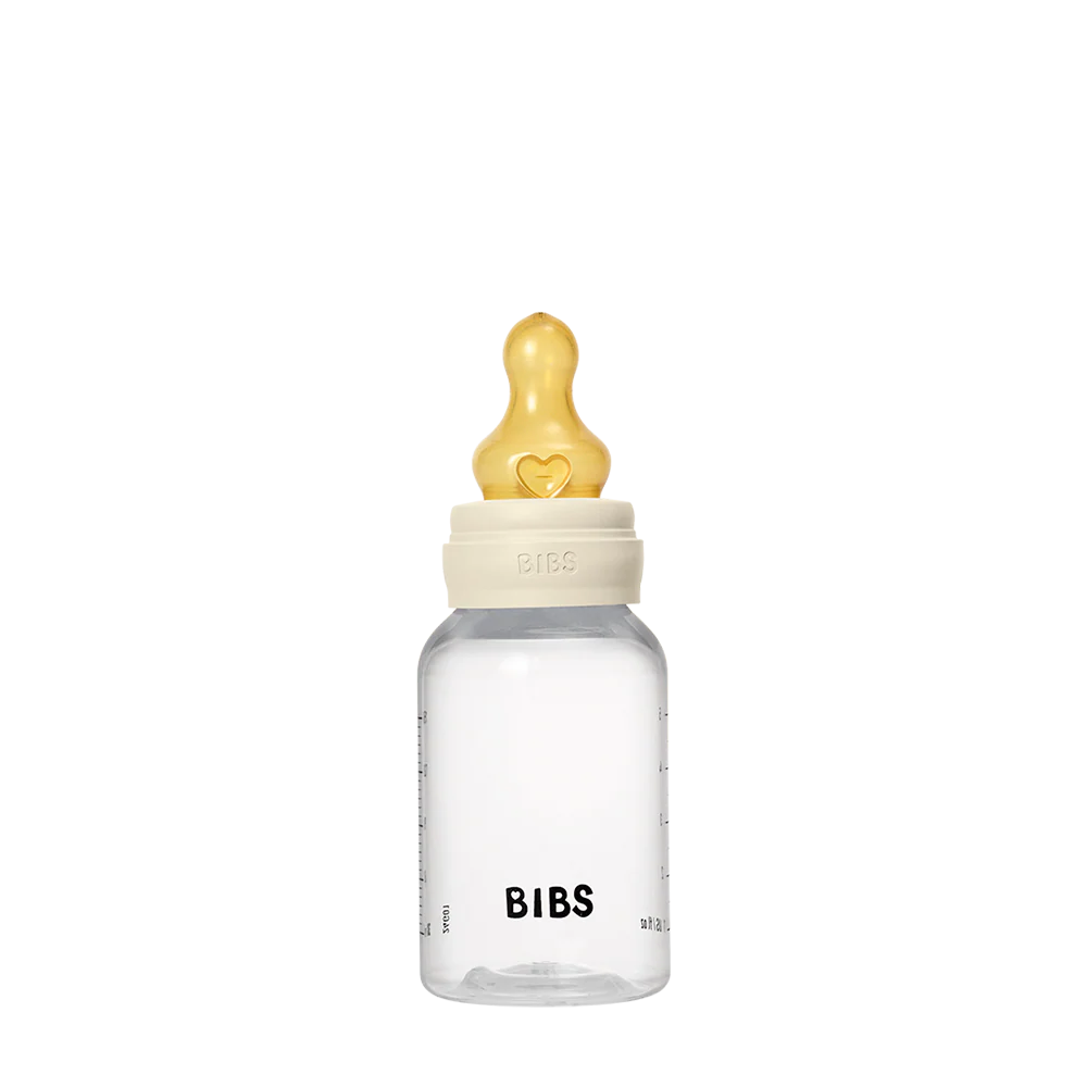 BIBS Baby Bottle Round Nipple Latex 1 Pack 150 Ml Slow Flow Ivory