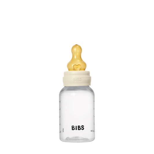 BIBS Baby Bottle Round Nipple Latex 1 Pack 150 Ml Slow Flow Ivory