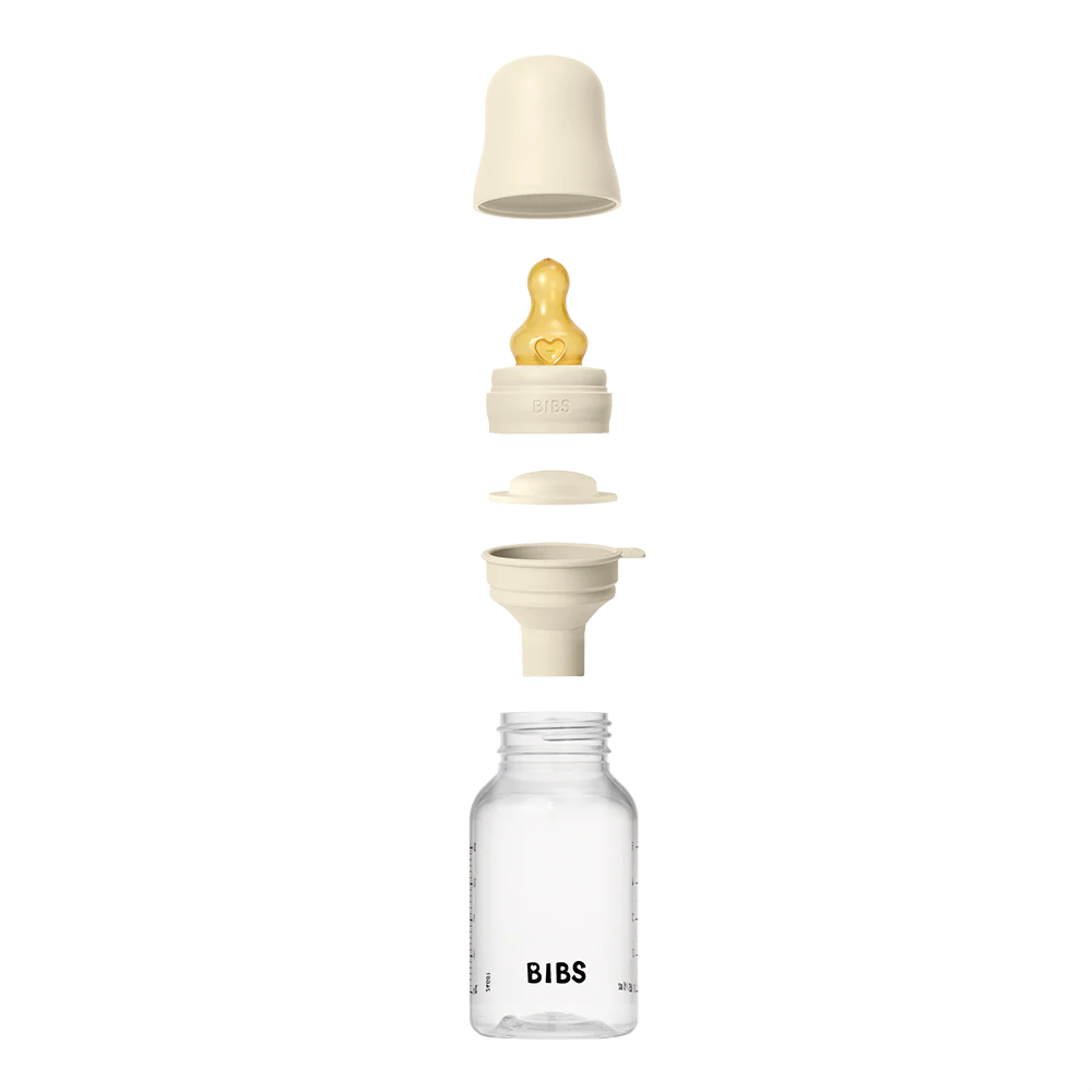 BIBS Baby Bottle Round Nipple Latex 1 Pack 150 Ml Slow Flow Ivory