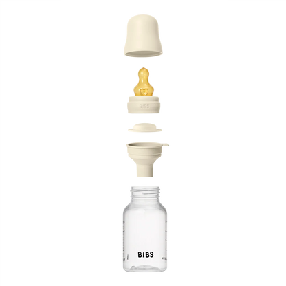 BIBS Baby Bottle Round Nipple Latex 1 Pack 150 Ml Slow Flow Ivory