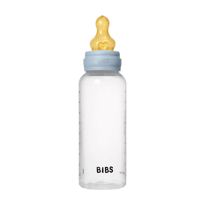 BIBS Baby Bottle Round Nipple Latex 1 Pack 270 Ml Medium Flow Baby Blue