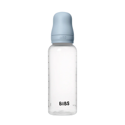 BIBS Baby Bottle Round Nipple Latex 1 Pack 270 Ml Medium Flow Baby Blue
