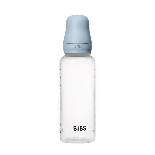 BIBS Baby Bottle Round Nipple Latex 1 Pack 270 Ml Medium Flow Baby Blue