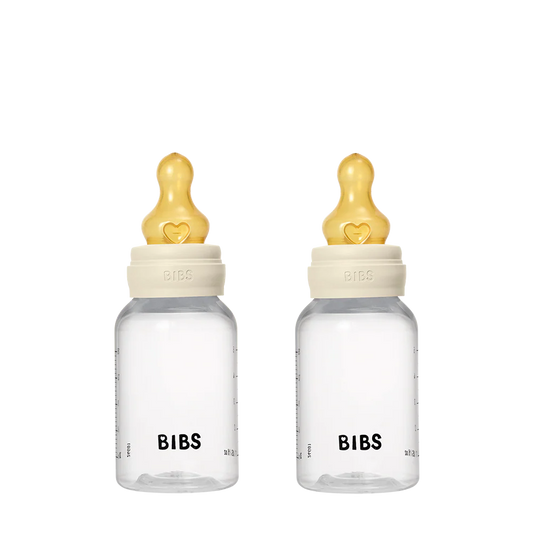 BIBS Baby Bottle Round Nipple Latex 2 Pack 150 Ml Slow Flow Ivory