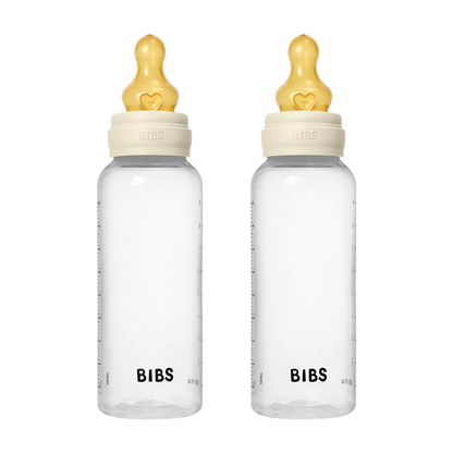 BIBS Baby Bottle Round Nipple Latex 2 Pack 270 Ml Medium Flow Ivory