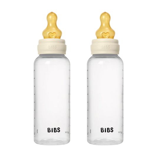 BIBS Baby Bottle Round Nipple Latex 2 Pack 270 Ml Medium Flow Ivory