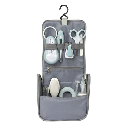 Hanging Toiletry Pouch With 9 Accessories - green blue