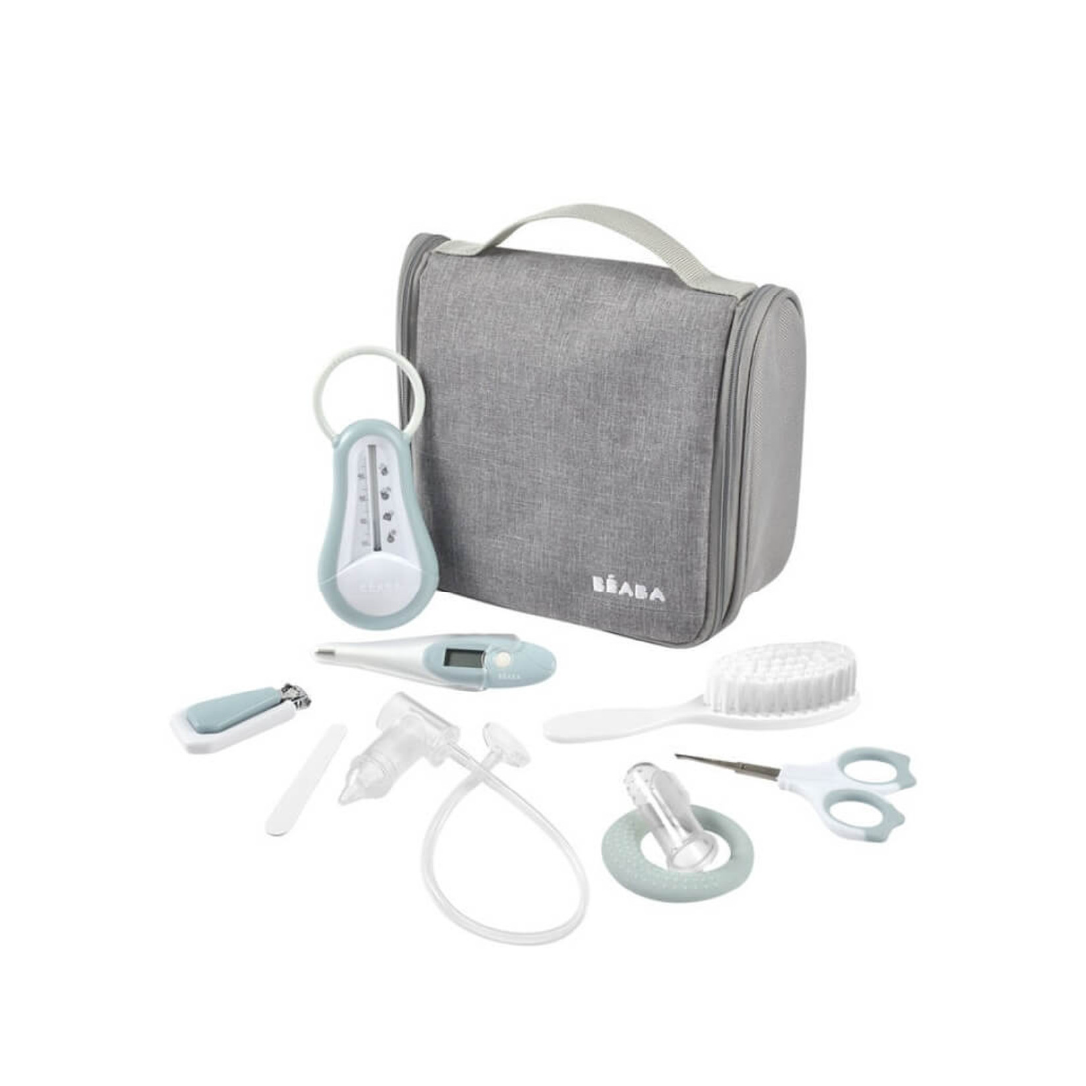Hanging Toiletry Pouch With 9 Accessories - green blue