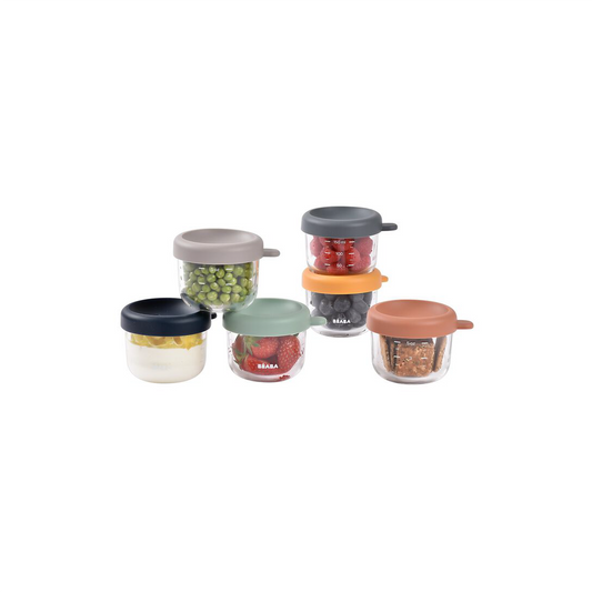 Beaba Conservation Jar Glass Set of 6 x 150ml Sunrise Color Mix
