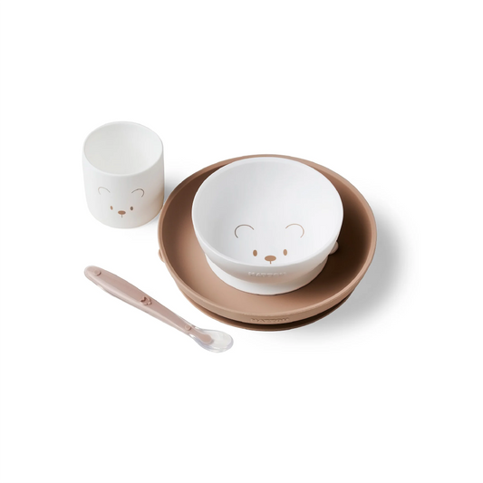 SILICONE Dinner set 4 pcs white/light taupe