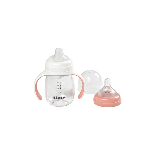 2-in-1 Learning Bottle 210ml+Silicone Sleeve Pink