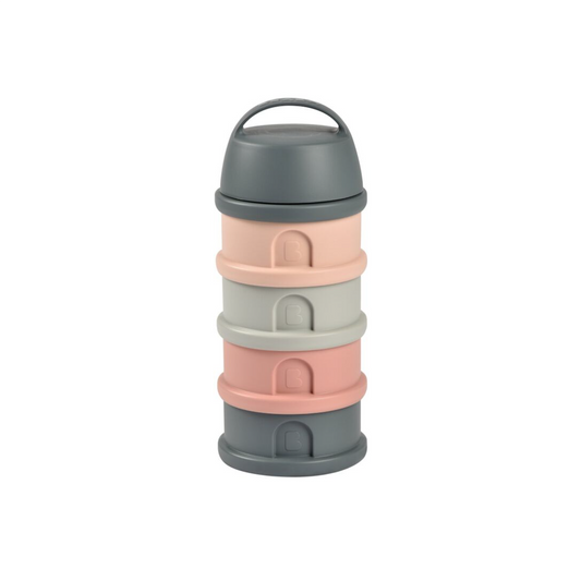 Formula Milk Container - 4 Compartments - MineralGrey / Pink