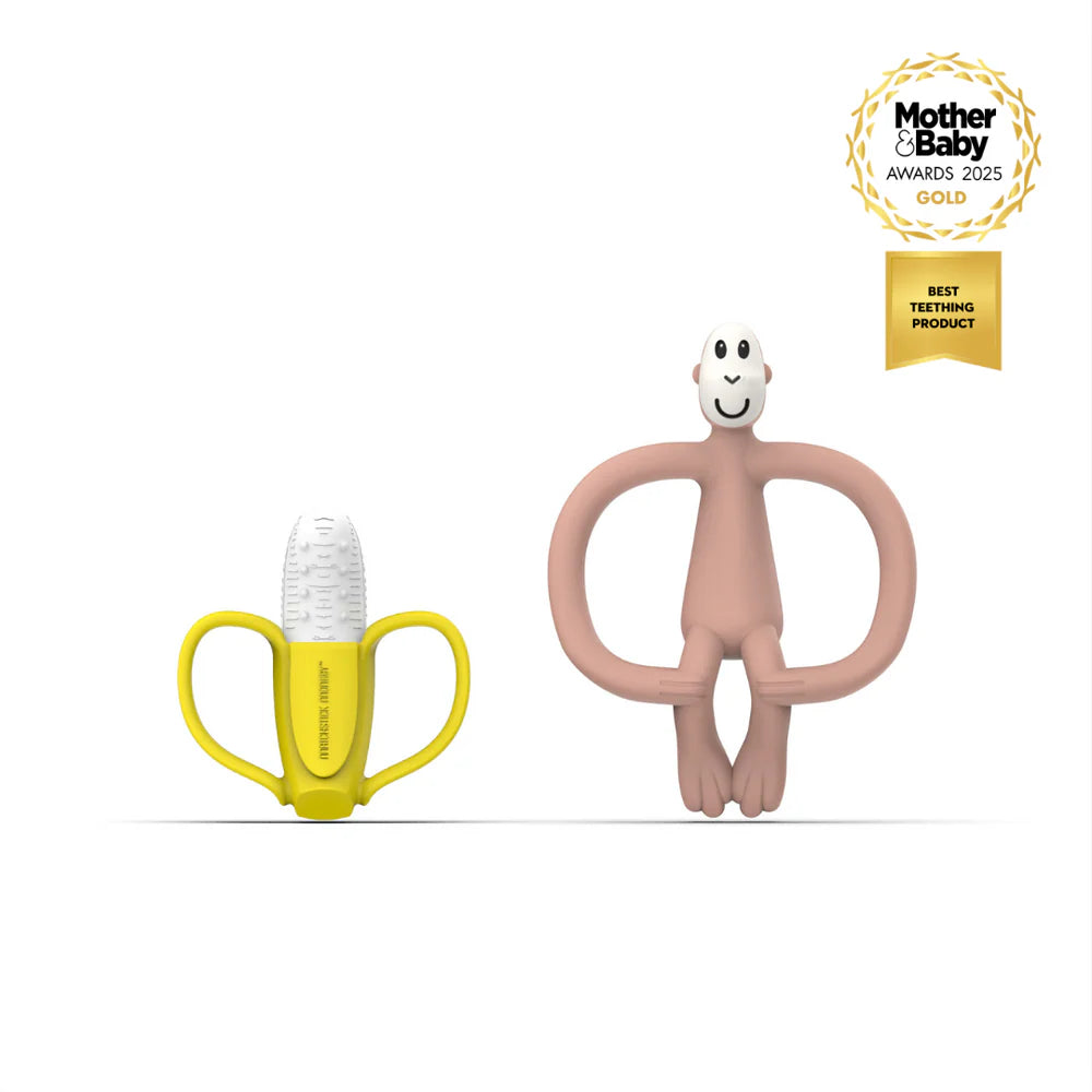 Pink Banana & Monkey Teether Gift Set