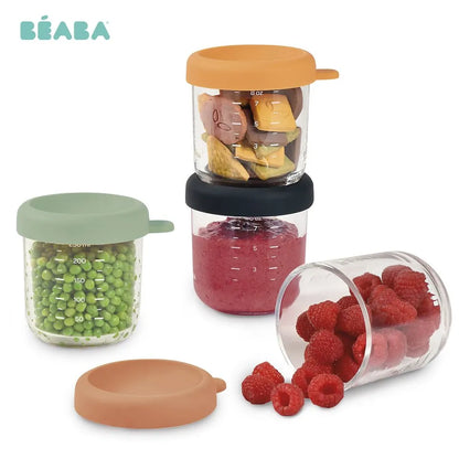 Beaba Set of 4x250ml Glass Conservative Jars Sunrise
