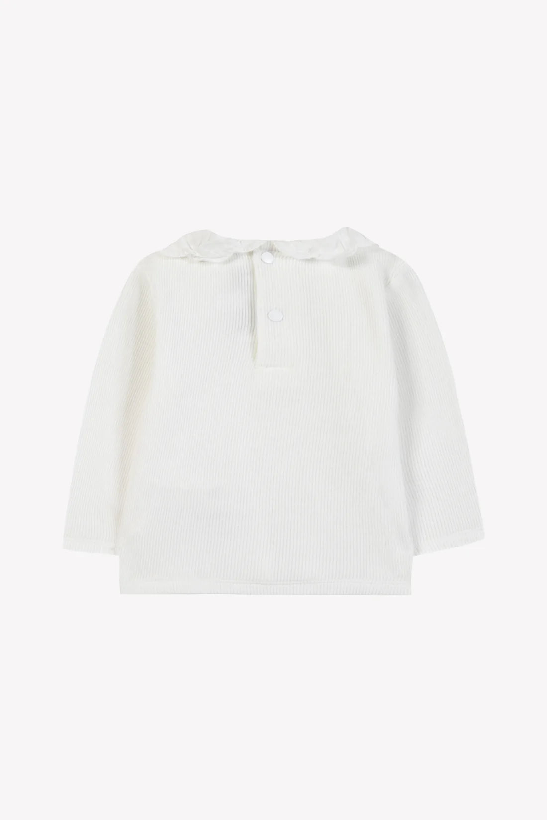 Sub-Sweater Ecru cotton Ruffled collar