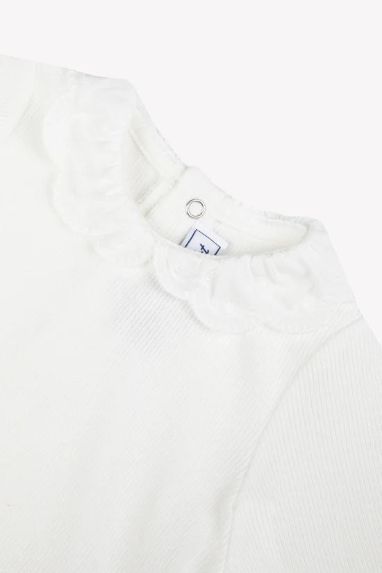 Sub-Sweater Ecru cotton Ruffled collar