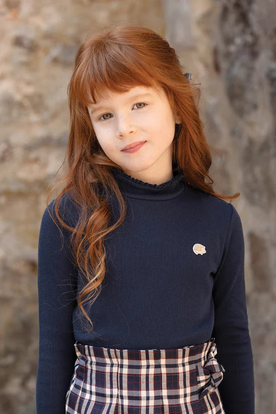 Under Sweater Navy cotton Chimney collar