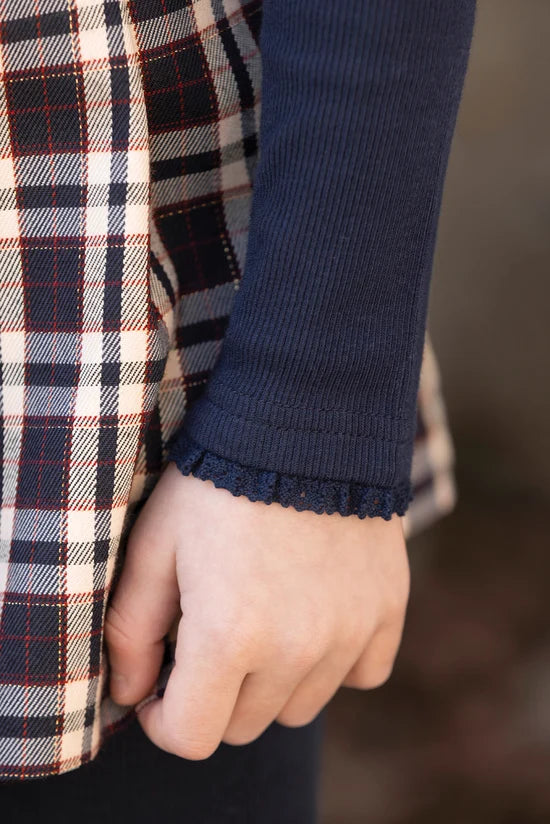 Under Sweater Navy cotton Chimney collar