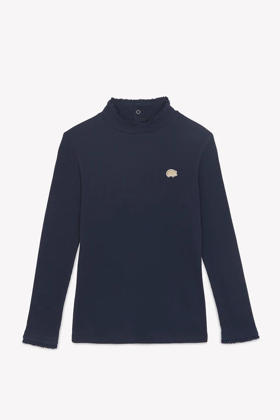 Under Sweater Navy cotton Chimney collar