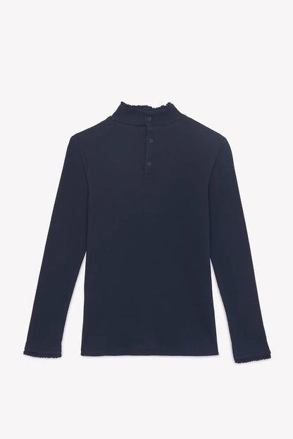 Under Sweater Navy cotton Chimney collar
