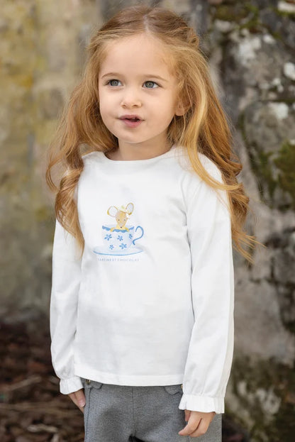 T-shirt Ecru cotton mouse print