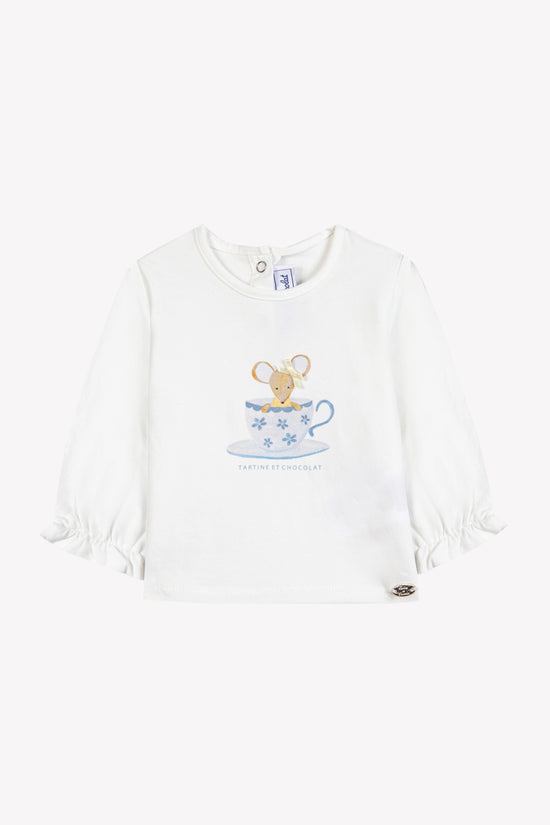 T-shirt Ecru cotton mouse print