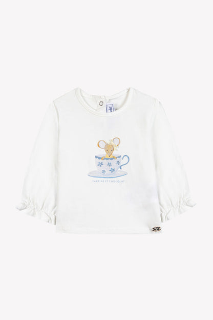 T-shirt Ecru cotton mouse print