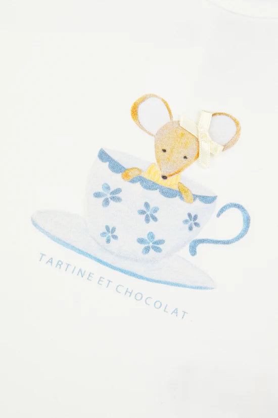 T-shirt Ecru cotton mouse print