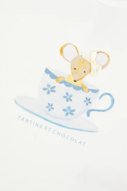 T-shirt Ecru cotton mouse print